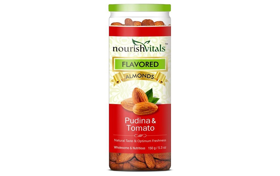 NourishVitals Pudina & Tomato Flavored Almonds   Jar  150 grams